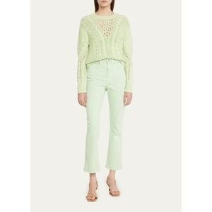 Veronica Beard Carly Kick Flare Jean 26 Pistachio Green Stretch High Rise Chic